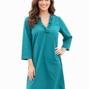 Michelle McDowell Size Medium Elegant Green Ruffle VNeck Mini Dress